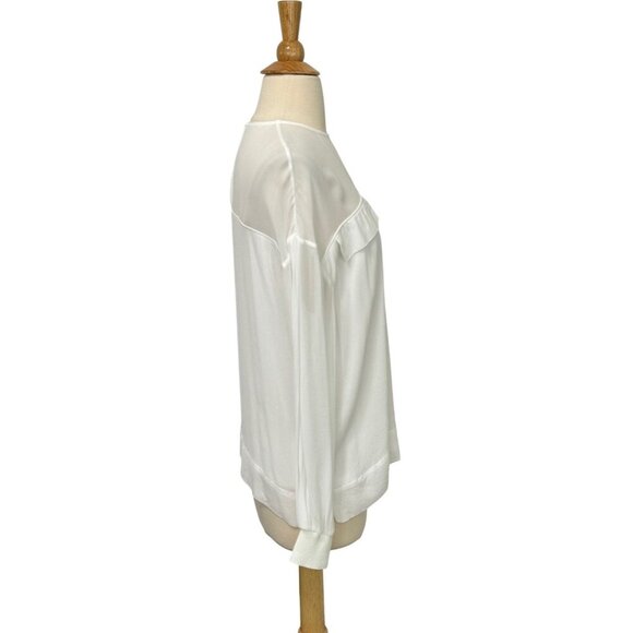 Reiss White Camille Semi Sheer Twin Pocket Top Blouse Viscose Lined EUC Size S - Picture 2 of 11